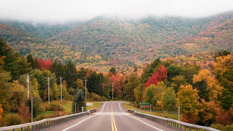View of a road in Hudson Valley during autumn season