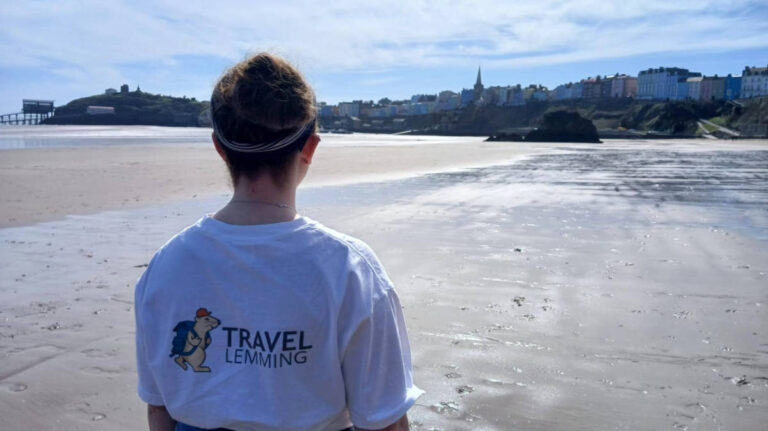 The author Ruthie admiring the cityscape from the North Beach