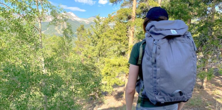 The author with the Salkan Backpack in the middle of the trail