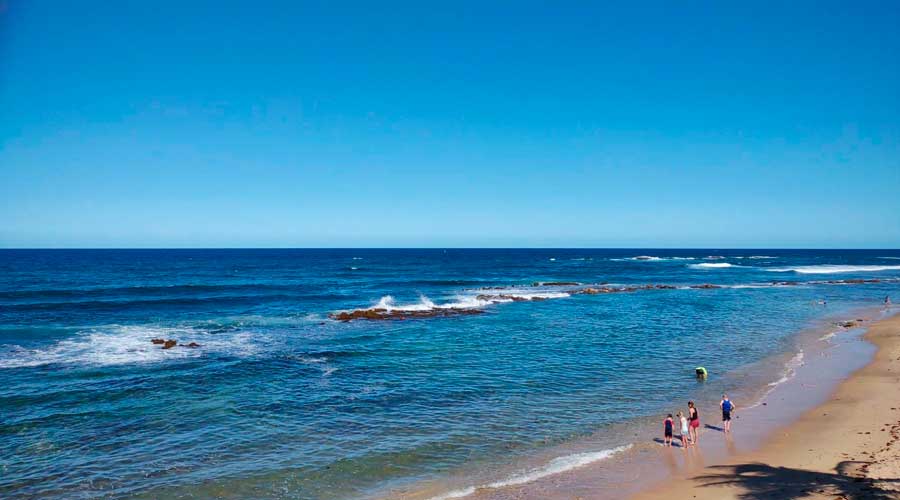 A family enjoying their day in the beach on a sunny day