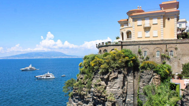 The boats sailing on the ocean seen from Sant’Agnello