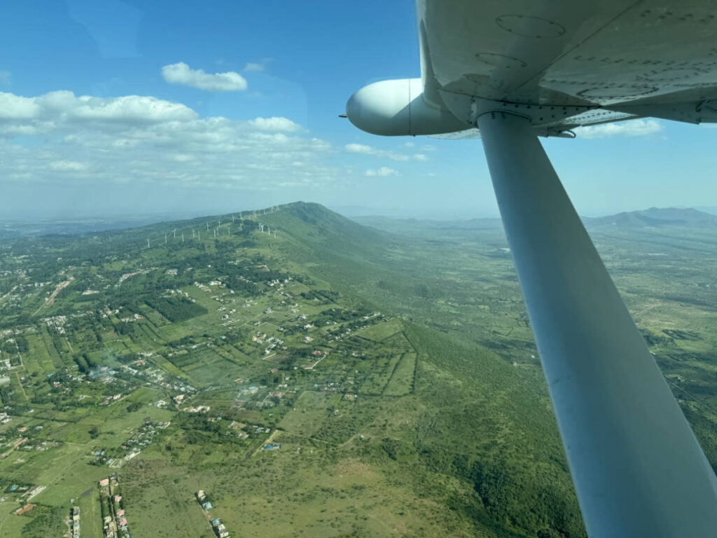Scenic overlooking view from the flight in Masai Mara