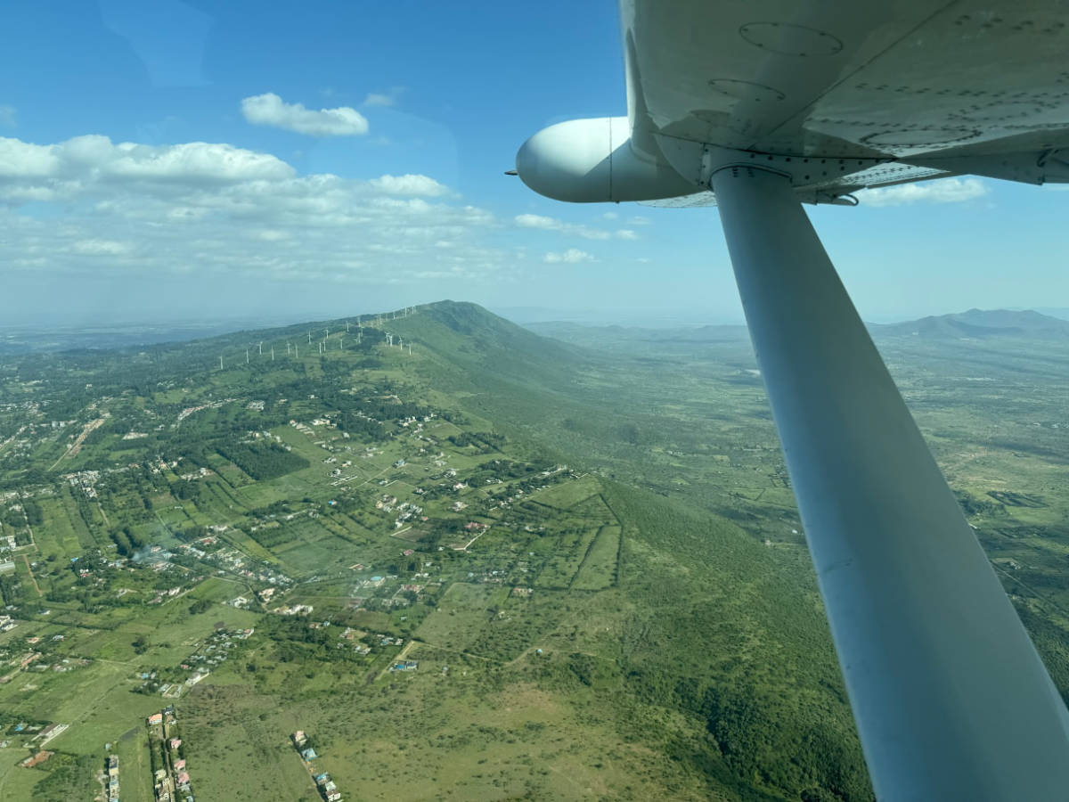 Scenic overlooking view from the flight in Masai Mara