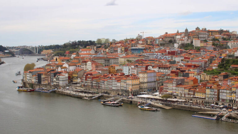 Aerial view of the skyline of Porto