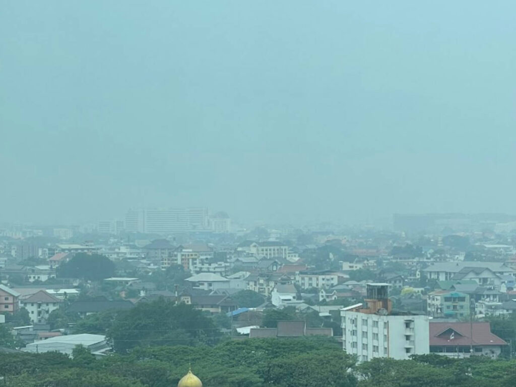 Overlooking view of smoke in northern Thailand