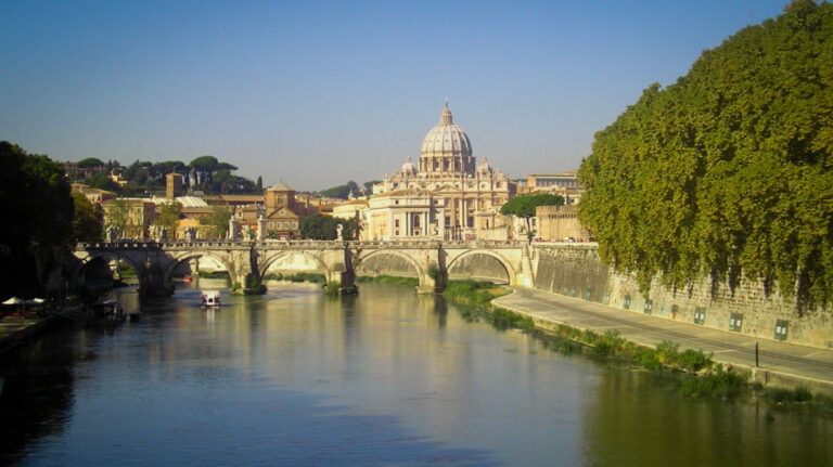 View of the St. Peter’s Basilica and the Tiber River