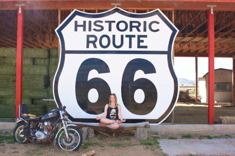 Taylor Herperger posing for a photo at the Historic Route 66
