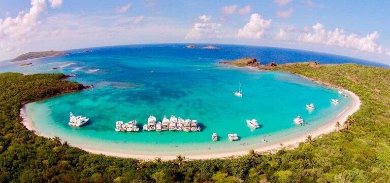 Aerial view of the Culebra Island and its turquoise blue water