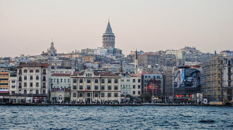The cityscape of Istanbul, highlighting the Galata Tower and the Karaköy waterfront