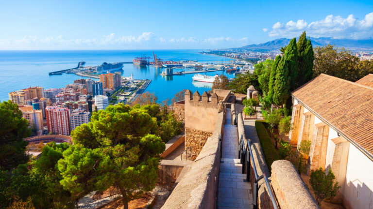 View from Gibralfaro Castle of the city of Malaga and its port