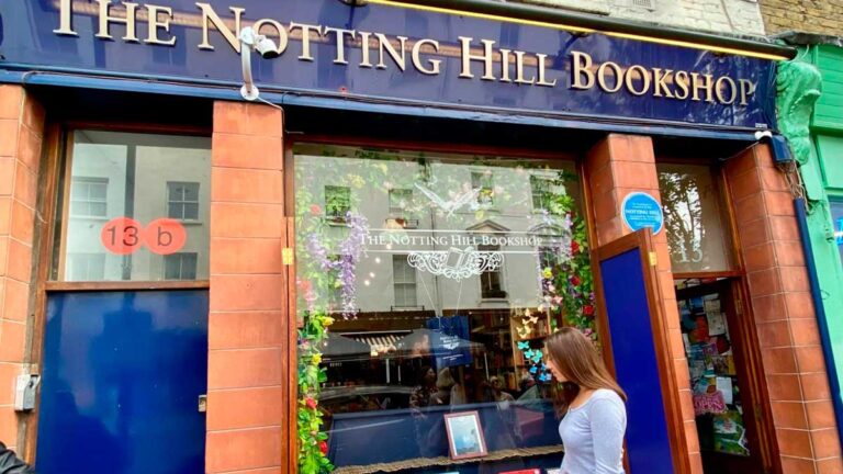 The author Brooke outside the The Notting Hill Bookshop