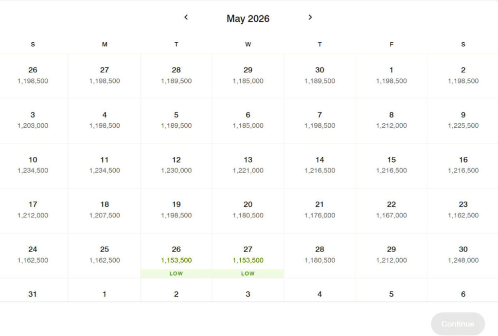 The points redemption rates in The Ritz-Carlton, Masai Mara from the website