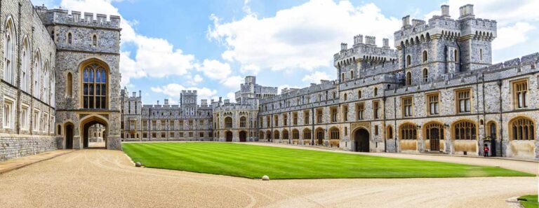 A serene view of the courtyard at Windsor Castle
