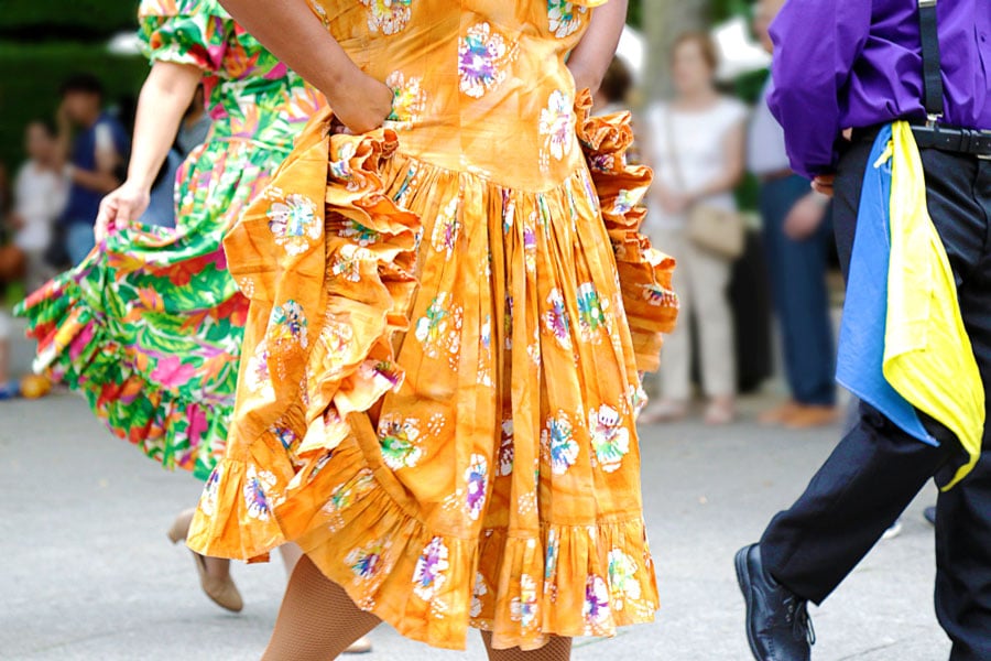 People doing the traditional dance in a Puerto Rican Festival