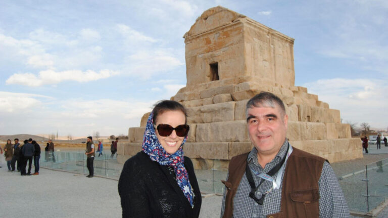 Travel Lemming author Catherine with her guide at the tomb of Cyrus the Great