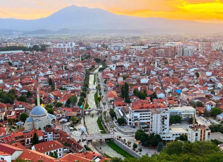 Aerial view of the city skyline