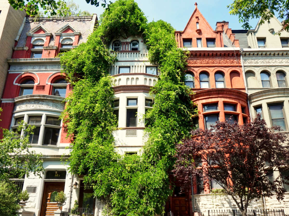 View of the houses lined along Upper West Side
