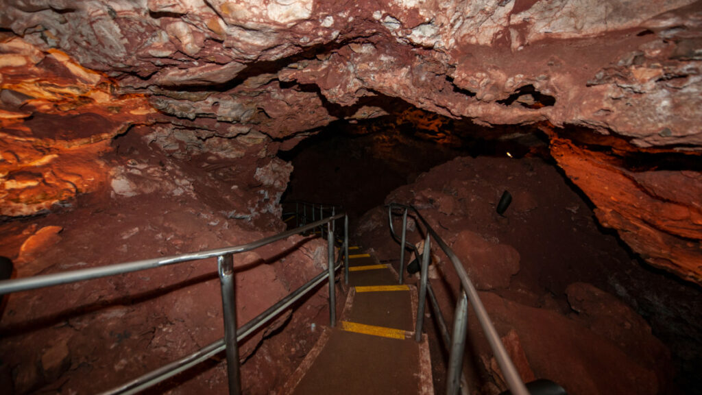 The stairway leading underground at Wind Cave National Park
