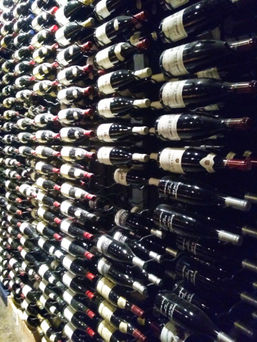 The wine wall at Bearfoot Bistro